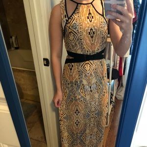 forever 21 black and yellow long dress
